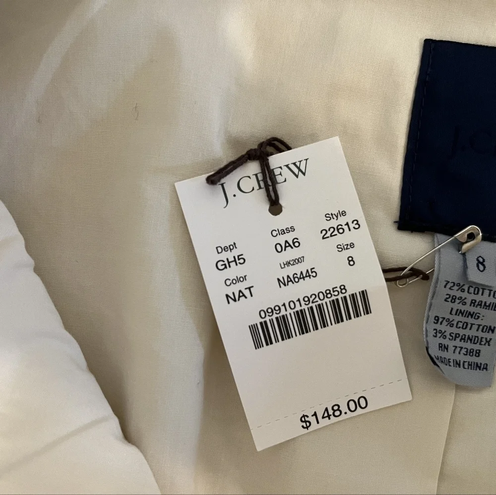 J Crew Cap Sleeve Ivory Textured Vest   Size 8  New With Tags
